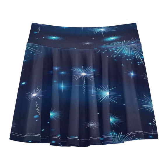 Girls' Skorts Elastic Waist Skorts with Inner Shorts Athletic Workout Shorts Skirts Blue Fireworks Small