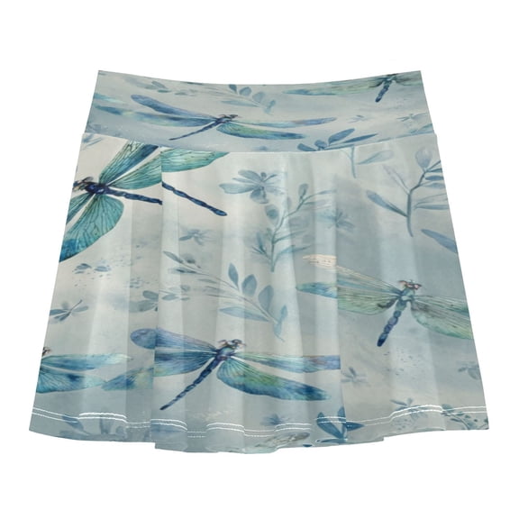 Girls' Skorts Elastic Waist Skorts with Inner Shorts Athletic Workout Shorts Skirts Delicate Dragonflies Pattern Small
