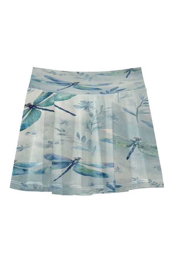 Girls' Skorts Elastic Waist Skorts with Inner Shorts Athletic Workout Shorts Skirts Delicate Dragonflies Pattern Small