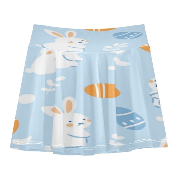 Girls' Skorts Elastic Waist Skorts with Inner Shorts Athletic Workout Shorts Skirts Easter-themed Pattern Small