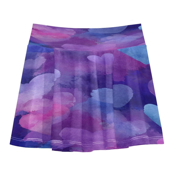 Girls' Skorts Elastic Waist Skorts with Inner Shorts Athletic Workout Shorts Skirts Indigo and Violet Hearts Small