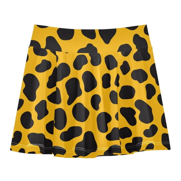 Girls' Skorts Elastic Waist Skorts with Inner Shorts Athletic Workout Shorts Skirts Leopard Print Small