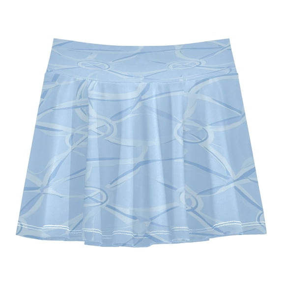 Girls' Skorts Elastic Waist Skorts with Inner Shorts Athletic Workout Shorts Skirts Light Blue Geometric Pattern Small
