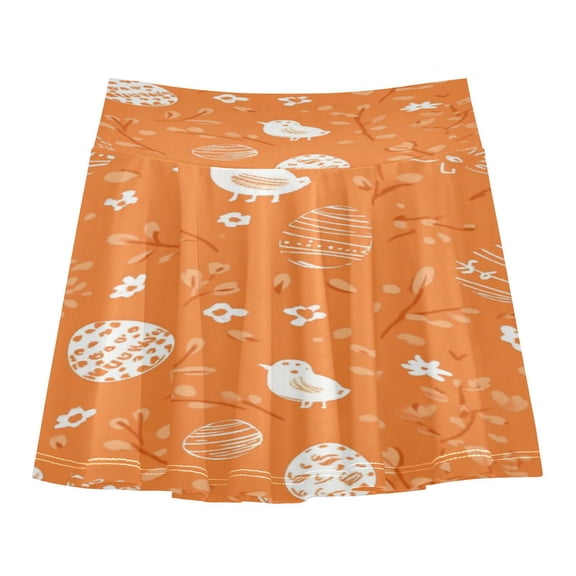 Girls' Skorts Elastic Waist Skorts with Inner Shorts Athletic Workout Shorts Skirts Orange element Small