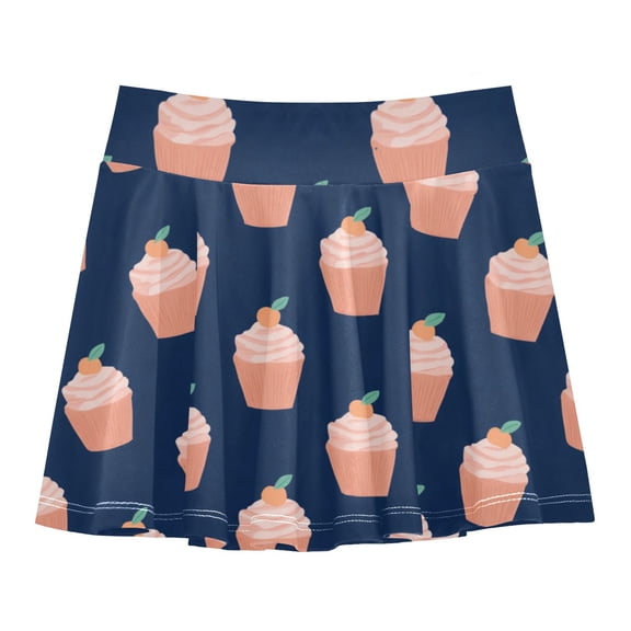 Girls' Skorts Elastic Waist Skorts with Inner Shorts Athletic Workout Shorts Skirts Peach Ice Cream Pattern Small