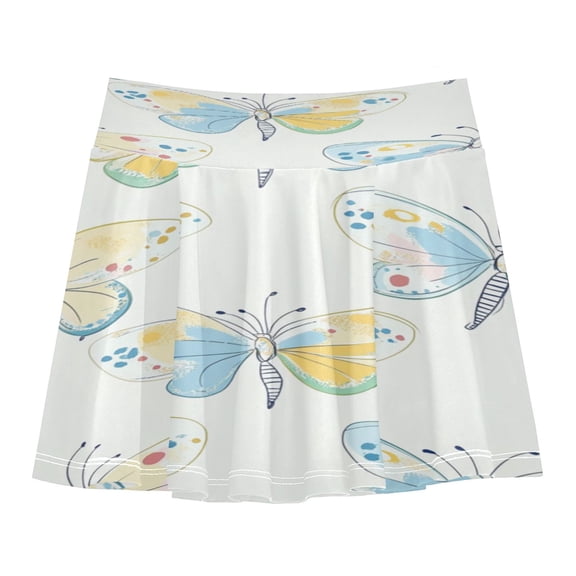 Girls' Skorts Elastic Waist Skorts with Inner Shorts Athletic Workout Shorts Skirts Pink and Blue Butterfly Small