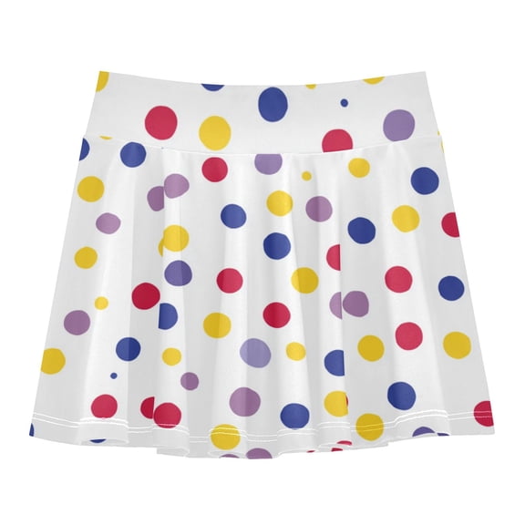 Girls' Skorts Elastic Waist Skorts with Inner Shorts Athletic Workout Shorts Skirts Randomly Distributed Dot Pattern X-Small