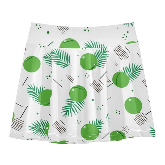 Girls' Skorts Elastic Waist Skorts with Inner Shorts Athletic Workout Shorts Skirts Simple Coconut Pattern Small