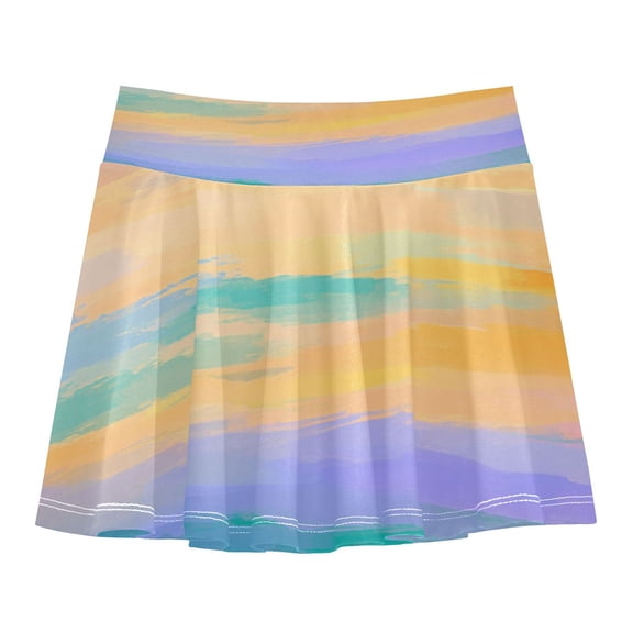 Girls' Skorts Elastic Waist Skorts with Inner Shorts Athletic Workout Shorts Skirts Sky with Sunset Small