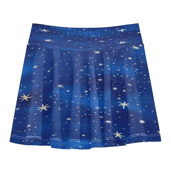 Girls' Skorts Elastic Waist Skorts with Inner Shorts Athletic Workout Shorts Skirts Starry Night Sky Pattern Small