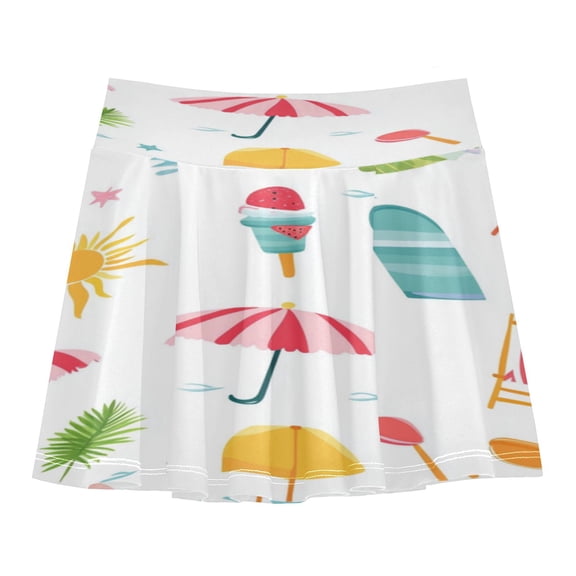 Girls' Skorts Elastic Waist Skorts with Inner Shorts Athletic Workout Shorts Skirts Summer Pattern Small