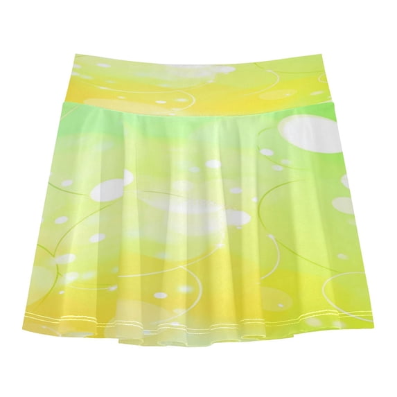 Girls' Skorts Elastic Waist Skorts with Inner Shorts Athletic Workout Shorts Skirts Vibrant Green and Yellow Background Large