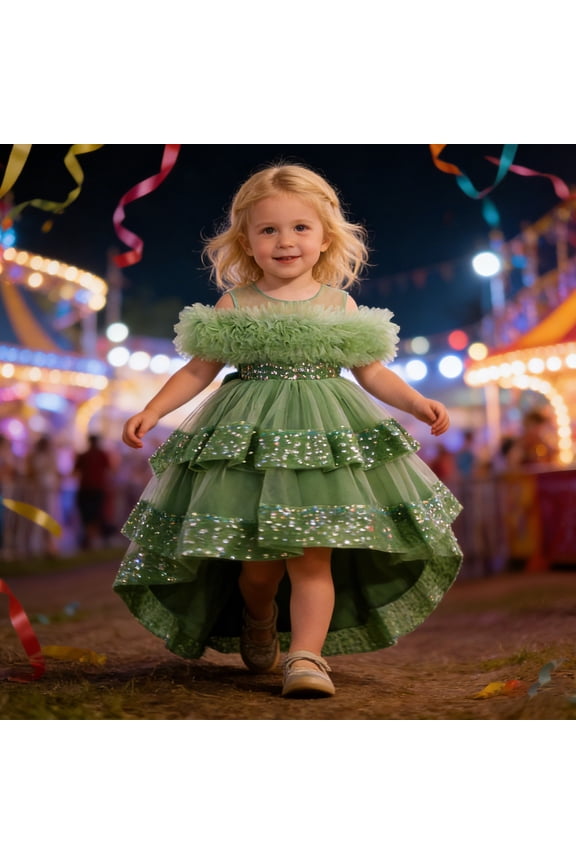 Girls Sky Blue Fairy Tutu Dress Set – Puffy Gown with Wings & Headband (Ages 2-12, for Weddings/Birthday Parties)