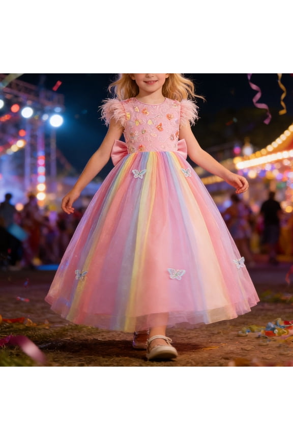 Girls Sky Blue Fairy Tutu Dress Set – Puffy Gown with Wings & Headband (Ages 2-12, for Weddings/Birthday Parties)