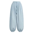 thumbnail image 1 of Girls Sky Blue Parachute Wide Leg Balloon Style Casual Lounge Pants with Elastic Waist Drawstring,Size 14-15T, 1 of 6