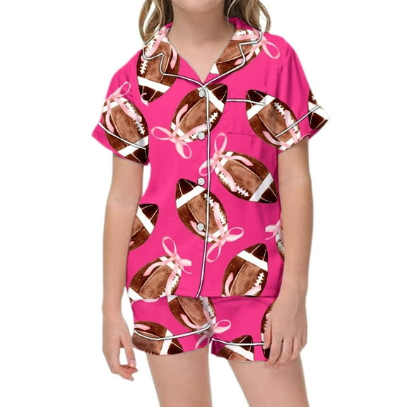 Girls Sleep Set Printed Pajamas Long Sleeve Top Pants Cute Kids Girls Nightwear