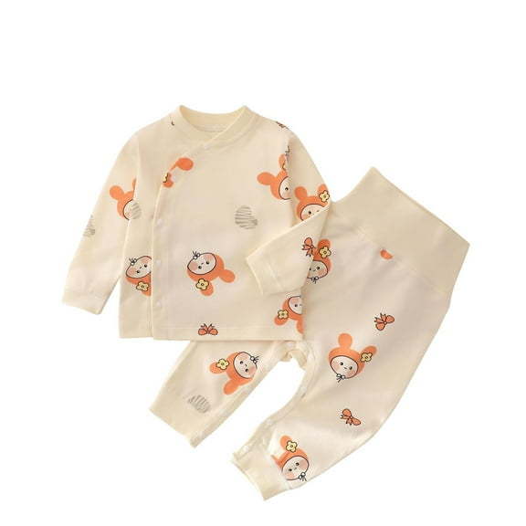 Girls' Sleepwear Agkizg 2-Piece Girls' Pajama Sets,Kids Nightwear Loungewear Clothes Set,Baby Cotton Clothes and High Waist Pants Set Belly Protection Newborn Split Set