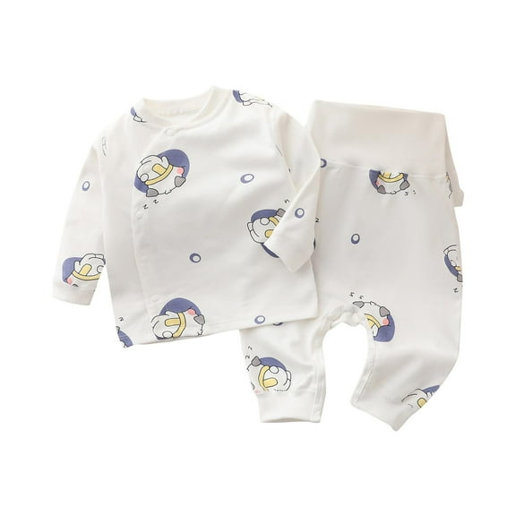 Girls' Sleepwear Agkizg 2-Piece Girls' Pajama Sets,Kids Nightwear Loungewear Clothes Set,Baby Cotton Clothes and High Waist Pants Set Belly Protection Newborn Split Set