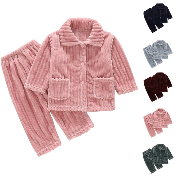 Girls' Sleepwear Agkizg 2-Piece Girls' Pajama Sets,Kids Nightwear Loungewear Clothes Set,Children's Flannel Sleepwear Set Long Pants Thickened Home Clothes Set