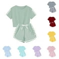 thumbnail image 1 of Girls' Sleepwear Agkizg 2-Piece Girls' Pajama Sets,Kids Nightwear Loungewear Clothes Set,Fashion Boy and Girls' Casual Short Sleeve Tops Round Neck Collar Botton Printed Short Pants Sets, 1 of 2