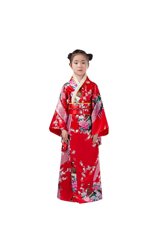 Girls Sleepwear & Robes Japanese Traditional Dress Kimono Robe For Kids Girls Yukata Kimono Anime Robe Outfits Red 2 Years-3 Years