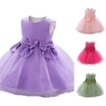 thumbnail image 1 of Girls Sleeveless Bowknot Mesh Dress Fashion Festival Christening Dress 2t Girls Dresses Winter, 1 of 4