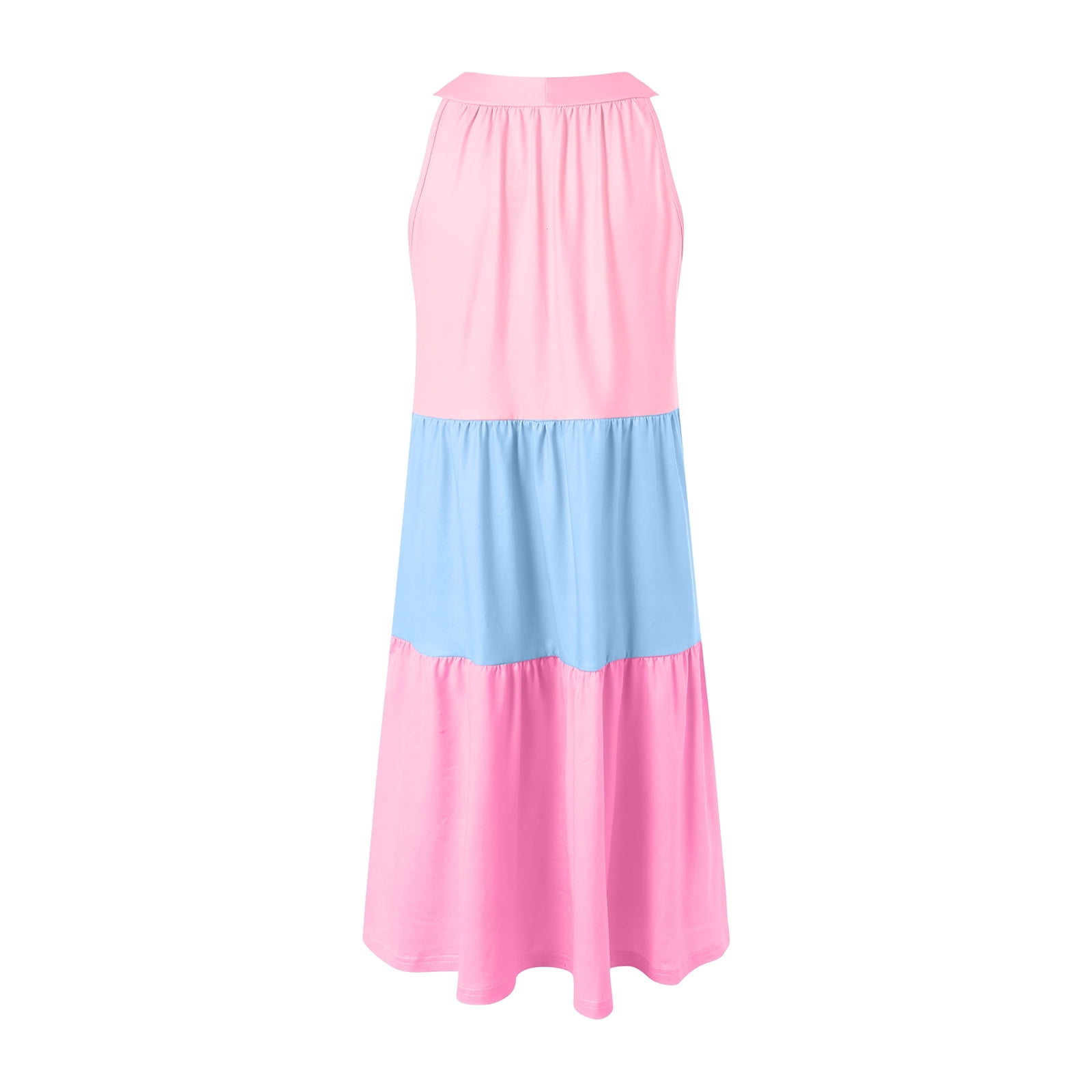 Girls' Sleeveless Color Block Dress Summer Casual Sundress Skater Swing ...