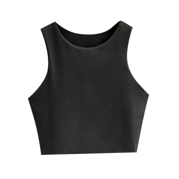 Girls Sleeveless Crop Top Breathable Soft Comfortable Double Layer Neck Summer Tank Tee for Kids