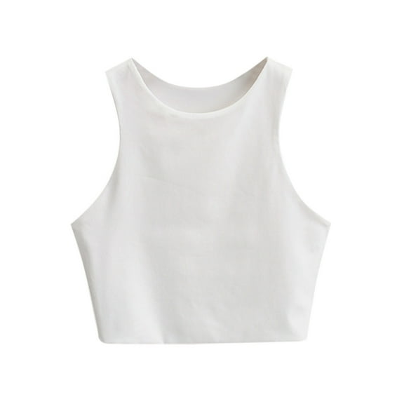 Girls Sleeveless Crop Top Breathable Soft Comfortable Double Layer Neck Summer Tank Tee for Kids