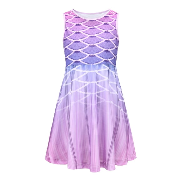 Girls Sleeveless Dress Round Neck Floral Printed For Casual Home Party Beach Sundress Cute Dailywear 5-6 Years