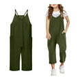 thumbnail image 1 of Girls Sleeveless Jumpsuit Army Green Loose Rompers Girls Summer Clothes Cute Clothes 10-11 Years Girls Fashion, 1 of 9
