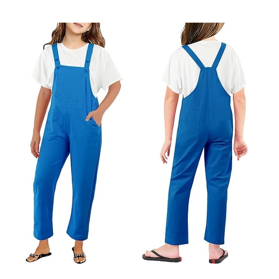 Girls Sleeveless Jumpsuit Blue Loose Rompers Toddler Girl Summer Clothes Cute Clothes for Girls 5-6 Years Girls Fashion