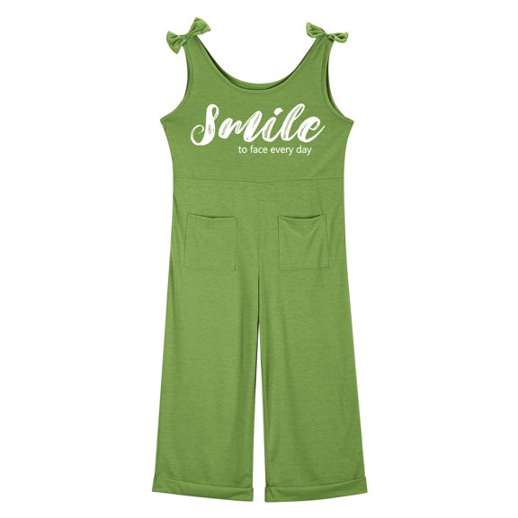 Girls Sleeveless Jumpsuit Green Rompers with Pockets Toddler Girl Summer Outfits Girl Clothes 9-10 Years Girls Fashion