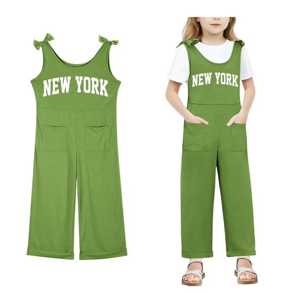 Girls Sleeveless Jumpsuit Green with Pockets Summer Clothes for Teens Cute Outfits for Girls 7-8 Years Girls Fashion