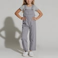 thumbnail image 1 of Girls Sleeveless Jumpsuit Grey Overalls with Side Pockets Summer Outfits for Girls Kids Clothes Girls Size 15-16 Years Girls Fashion, 1 of 4