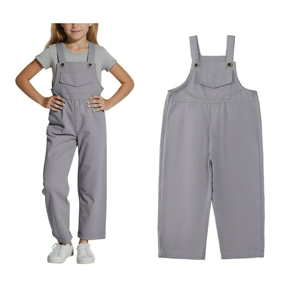 Girls Sleeveless Jumpsuit Grey Rompers with Pockets Summer Clothes for Teens Girls Fashion 2-3 Years Girls Fashion