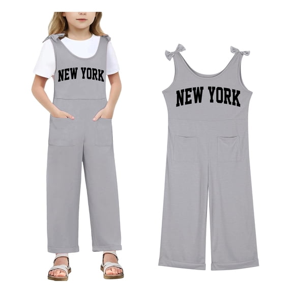 Girls Sleeveless Jumpsuit Grey with Pockets Toddler Girl Summer Outfits Clothes for Girls 5-6 Years Girls Fashion