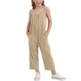 thumbnail image 1 of Girls Sleeveless Jumpsuit Khaki Overalls with Side Pockets Summer Outfits for Girls Cute Clothes for Girls 8-9 Years Girls Fashion, 1 of 6