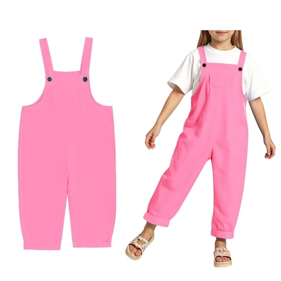 Girls Sleeveless Jumpsuit Overalls with Side Pockets Summer Clothes for Teens Girl Clothes 13-14 Years Girls Fashion