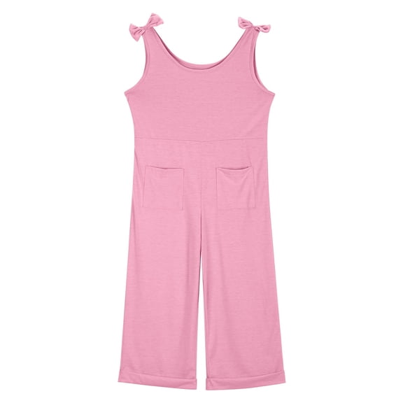 Girls Sleeveless Jumpsuit Pink Loose Rompers Summer Clothes for Girls Girls Outfits Size 9-10 Years Girls Fashion