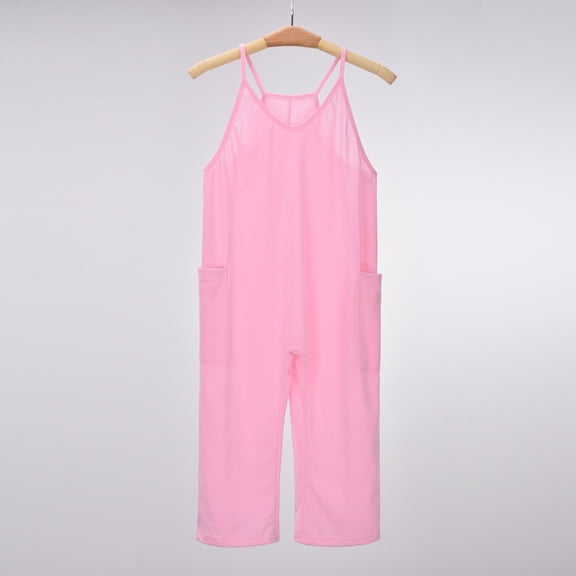 Girls Sleeveless Jumpsuit Pink Loose Rompers Summer Clothes for Girls Tween Girls Trendy Clothes 6-7 Years Girls Fashion