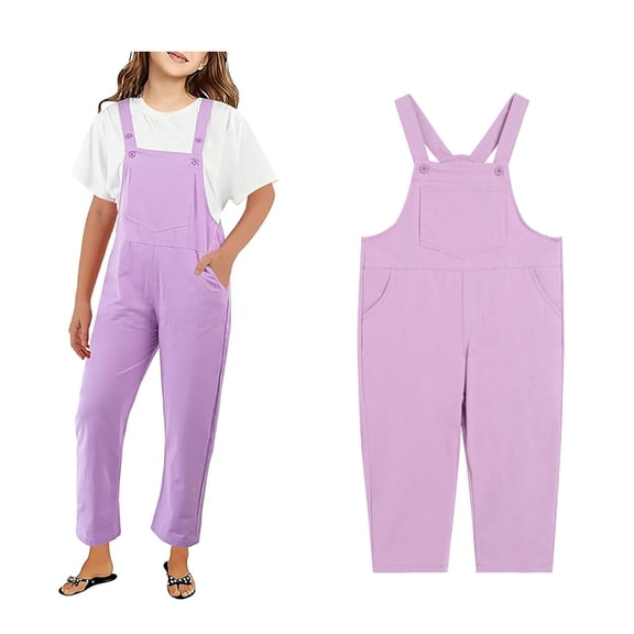 Girls Sleeveless Jumpsuit Purple Rompers with Pockets Summer Outfits for Girls Girls Clothes Size 3-4 Years Girls Fashion