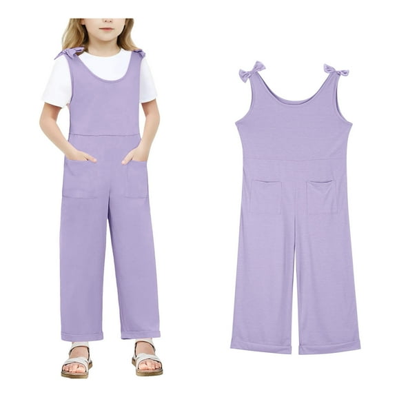 Girls Sleeveless Jumpsuit Purple with Pockets Girls Summer Clothes Girls Jumpsuits Size 7-8 Years Girls Fashion