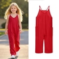 thumbnail image 1 of Girls Sleeveless Jumpsuit Red with Pockets Summer Rompers for Girls Cute Clothes 8-9 Years Girls Fashion, 1 of 4