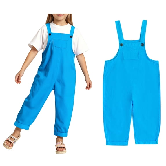 Girls Sleeveless Jumpsuit Rompers with Pockets Summer Outfits Kids Clothes Girls Size 8-9 Years Girls Fashion