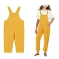 thumbnail image 1 of Girls Sleeveless Jumpsuit Yellow Overalls with Side Pockets Cute Summer Clothes Cute Teen Clothes 7-8 Years Girls Fashion, 1 of 5