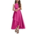 thumbnail image 1 of Girls Sleeveless Long Dress 4-14 Years Soft Satin Ruffled Flowy Maxi Sundress Formal Party Evening Gowns (14-15 Years, Yellow), 1 of 5