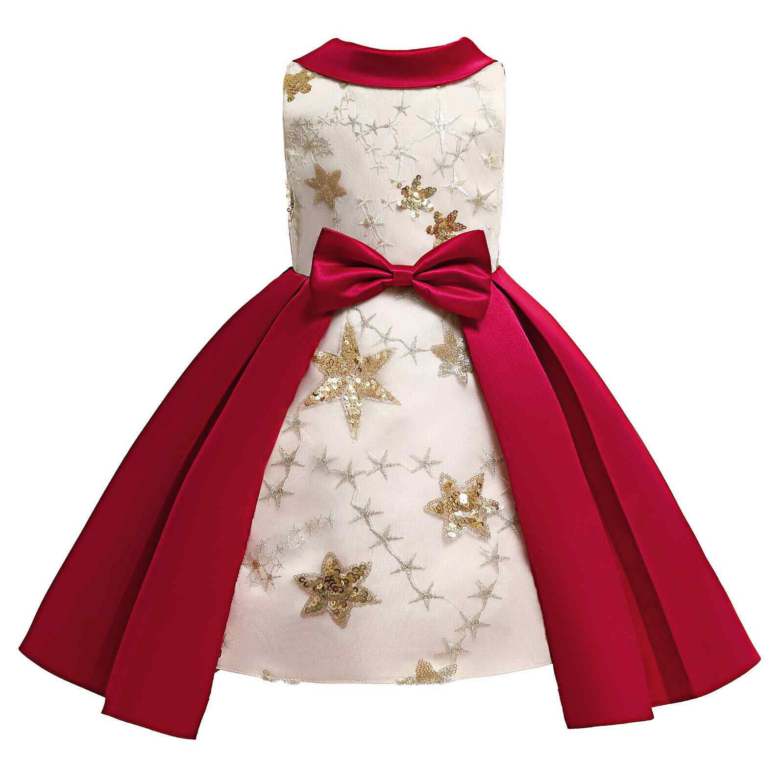 Girls' Sleeveless Party Dress Pink Fashion Lapel Clothing Star Sequin Princess Dress Dress Dress