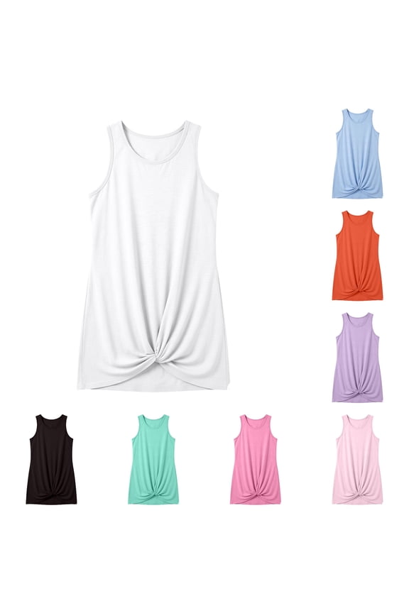 Girls Sleeveless Ruffle Beach Dress Casual Summer Play Dress with Flowy Skirt for Toddler and Kids Summer Dresses Large Tight Dress for Girls Dress plus Size Ballet Dress Young Girls Fashion