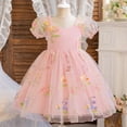thumbnail image 1 of Girls' Sleeveless Ruffled Lace Princess Dress with Embroidery Mesh and Bow for Summer, 1 of 9
